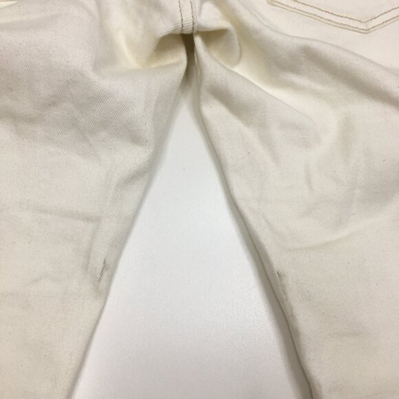 FREE PEOPLE Ivory Distressed Raw Step Hem 5 Pocket Logo Hardware Skinny Jeans - Picture 14 of 15